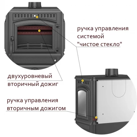 Печь-камин Везувий LV-12PS "Антрацит" с плитой